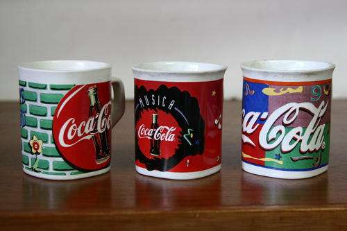 3 x Coca-Cola (Coke) old coffee mugs