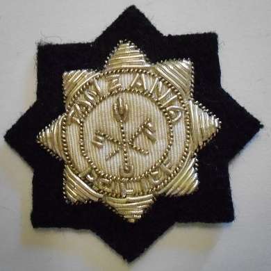 Tanzania Police Rank Insignia for Officers Silver Wire on Felt Padded 43mm