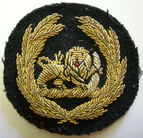 Rhodesia British South African Police Rank Badge Bullion Wire on Felt Total Size: 50mm x 53mm