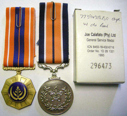 Full Size Pair (As Bought) Pro Patria Medal + General Service Medal In Original Box Numbered