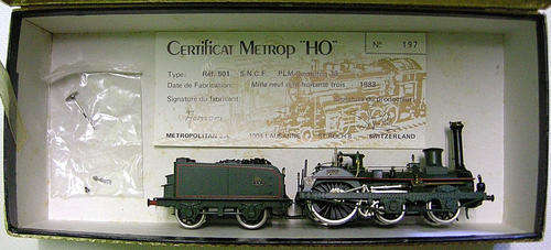 Model Train PLM Crampton 36 Ref 501 S.N.C.F. Metrop HO w/ Certificate Original Box Running Order