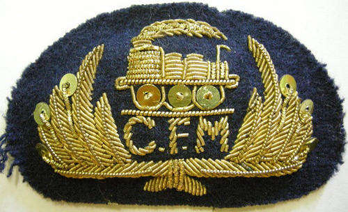 Mocambique Railway Drivers Cap Badge Pre-Independence Bullion Wire
