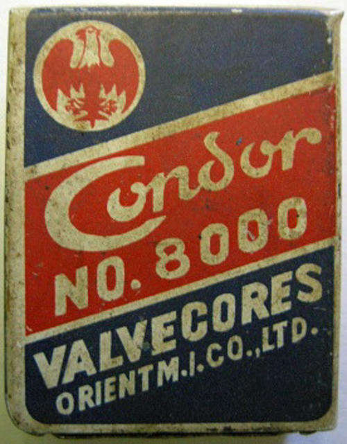 Condor No 8000 Valve Cores Tin of 5 Contains Only Two Valves Made in Japan