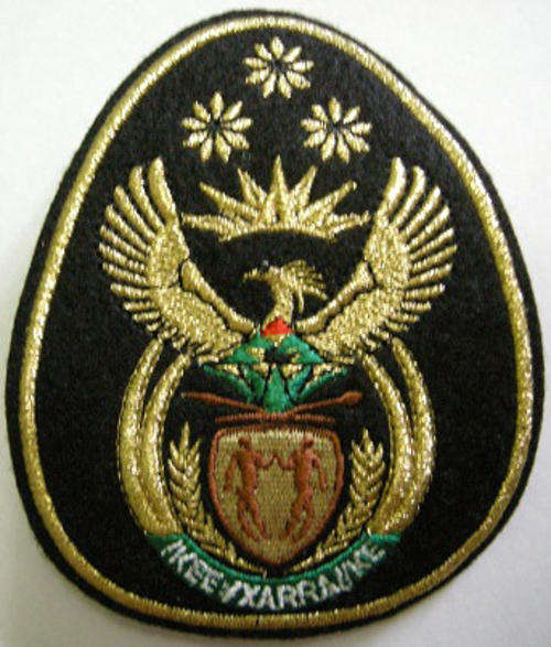 SANDF Formation Sergeant Major Rank Insignia Embroidered Lurex Wire on Felt Single Three Pins