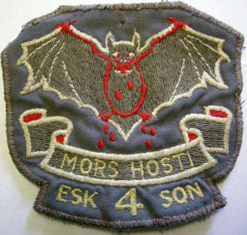 S.A.A.F. Patch 4 Squadron Embroidered on Material 84mm x 94mm Note Pin Hole at Top