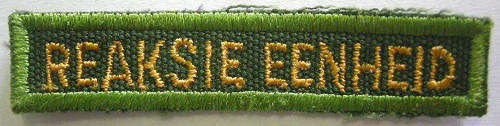 SAP Reaksie Eenheid Embroidered Title 62mm x 13mm