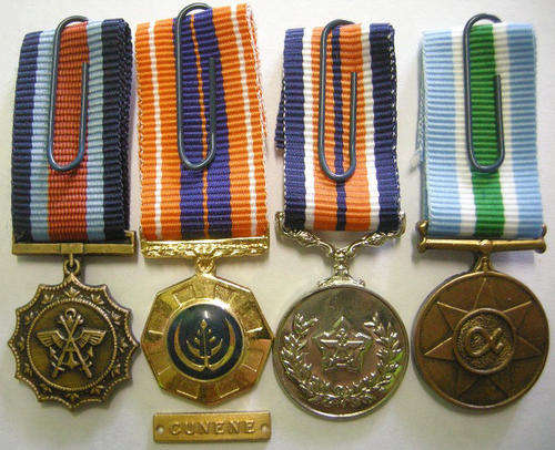 Miniature Medal Set of Four w/ Cunene Bar (Military Merit, Pro Patria, General Service & Unitas)