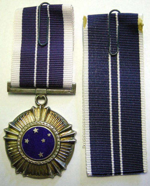 Full Size Southern Cross Medal 1975 Enameled Numbered Marked Silver 1975 & 1986 Ribbons