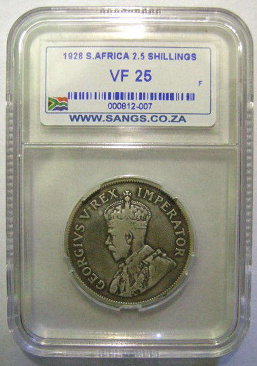 1928 S. Africa 2.5 Shillings (Half Crown) VF 25 SANGS Graded