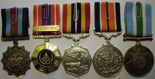 Full Size Medal Set of Five w/ Cunene Bar All Medals Numbered