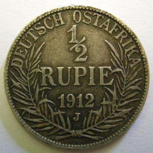 1912 Deutsch Ostafrica 1/2 Rupie J