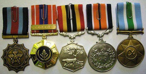 Full Size Medal Set of Five w/ Cunene Bar All Medals Numbered