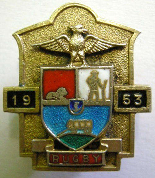 1953 Transvaal Rugby Buttonhole Badge Marked Silver Metal Art Pretoria 26mm x 22mm  9g