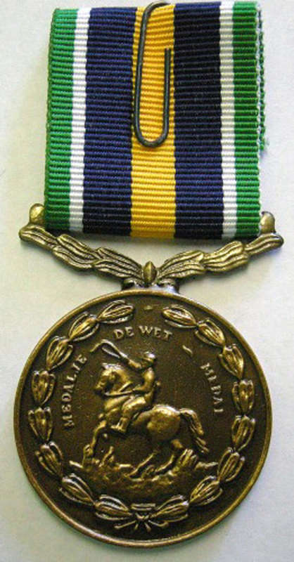 Full Size De Wet Medal Numbered at Back Uniface Suspender