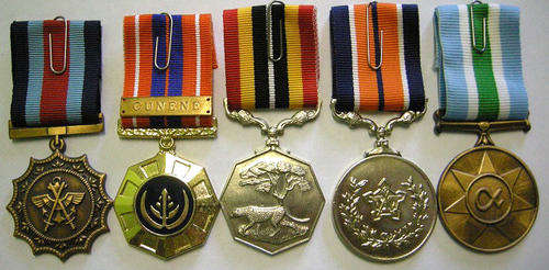 Full Size Medal Set of Five w/ Cunene Bar All Medals Numbered