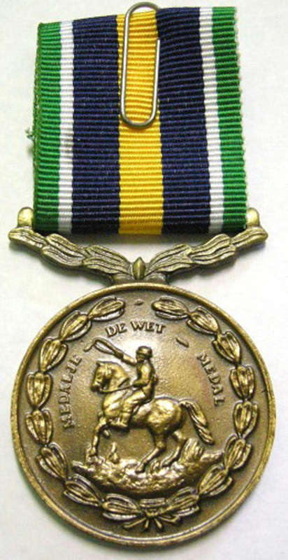 Full Size De Wet Medal Numbered at Back Uniface Suspender