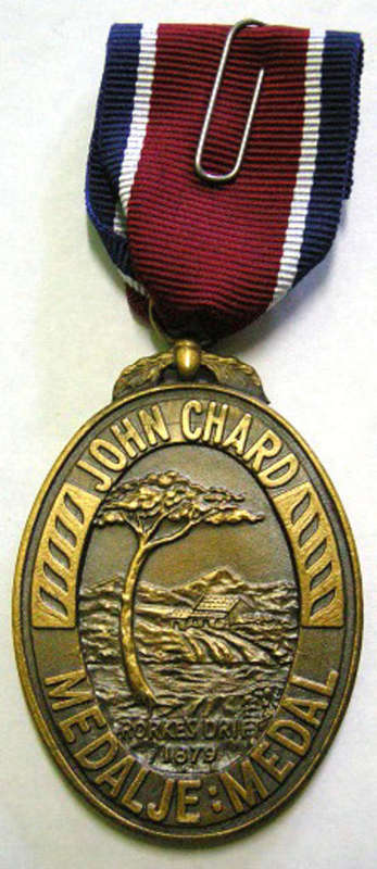 Full Size John Chard Medal Numbered on Rim Voided Acorn Thick Lettering Small Thick Suspender Ring