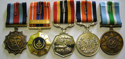 Full Size Medal Set of Five w/ Cunene Bar All Medals Numbered
