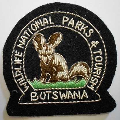 Botswana Wildlife National Parks & Tourism Cap Badge Silver Wire on Felt