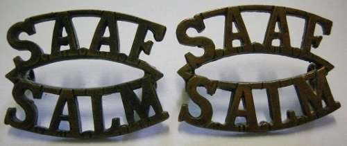 SAAF / SALM Brass Shoulder Titles Pair