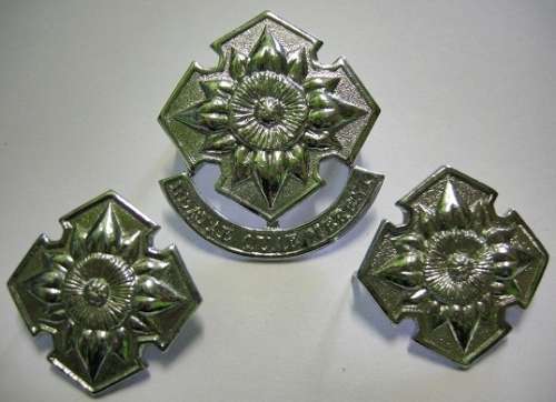 SA Army Women's College Chromed Cap & Collar Badges Dinnes 344 & 345
