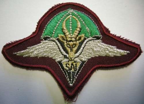 1st Type 1 Parachute Bat Beret Badge for PF Members Lurex Wire on Material Matthysen p149 Specimen 4