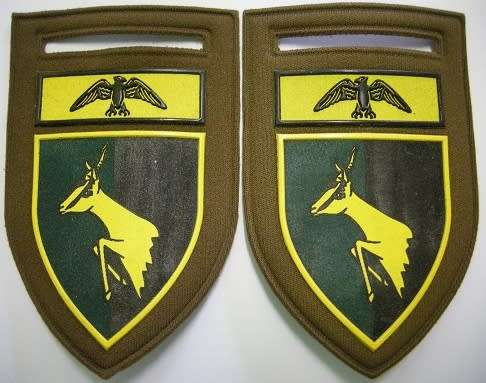 115 Battalion Rubberised Shoulder Flashes Pair (Eagles on higher formation bars face each other.)