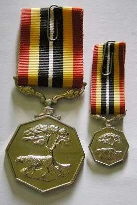 Full Size Southern Africa Medal Double Face Susp Tall Grass Poor Detail Number on Rim w/ Miniature
