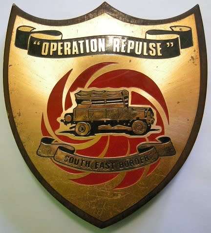 Rhodesia Operation Repulse Copper on Wood Plaque