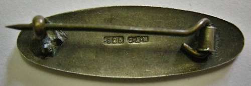 Silver Pass the Ammunition Brooch Marked S925 SAM 35mm x 11mm