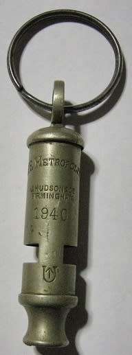 WWII Union Defence Force Whistle The Metropolitan J Hudson & Co Birmingham 1940 Broad Arrow in U