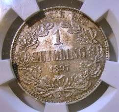 1897 ZAR 1 Shilling AU 58 SANGS