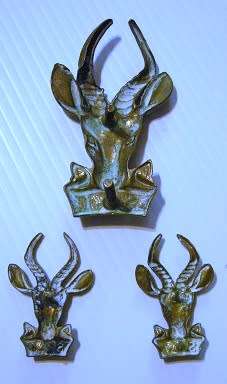 SA Infantry Corps Brass Cap Badge (Large Springbok Head) & Collar Badges