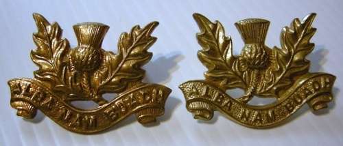 Transvaal Scottish Collar Badges x 2 Variations Dinnes 732 and 733