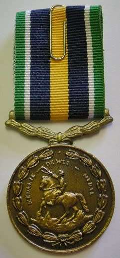 Full Size De Wet Medal Numbered at Back Uniface Suspender