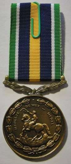 Full Size De Wet Medal Numbered at Back Uniface Suspender