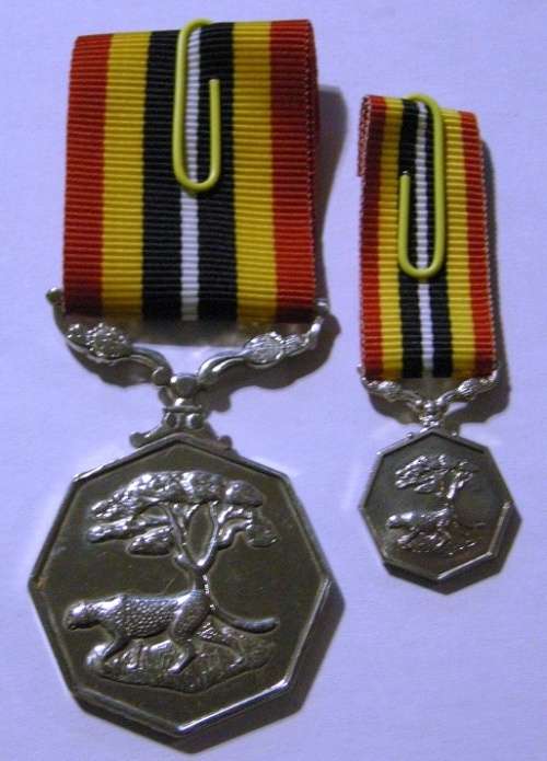 Full Size Southern Africa Medal Double Face Susp Tall Grass Poor Detail Number on Rim w/ Miniature