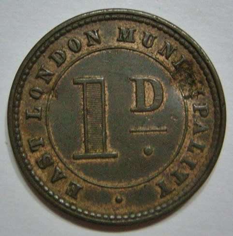 East London Municipal Ferry 1880 Bronze Token 1D Hern 178(a) Note Dent