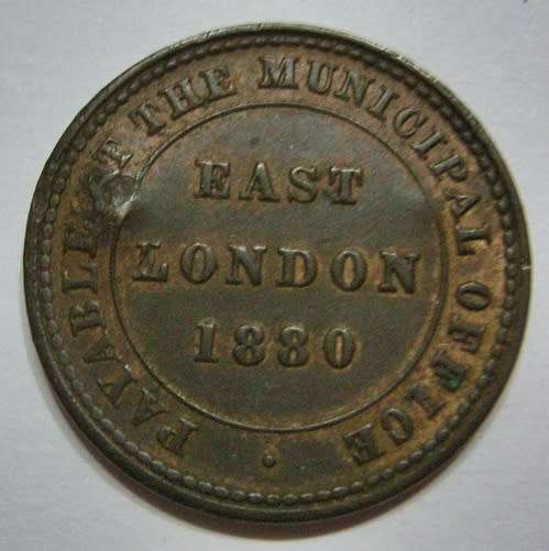 East London Municipal Ferry 1880 Bronze Token 1D Hern 178(a) Note Dent