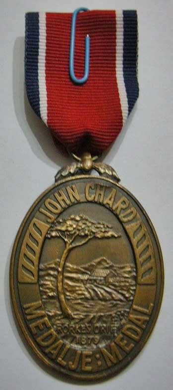 Full Size John Chard Medal Numbered on Rim Voided Acorn Thick Lettering Small Thick Suspender Ring