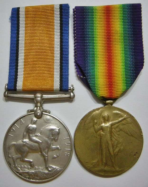 Full Size WWI British War Medal & Full Size WWI Victory Medal Skimmed