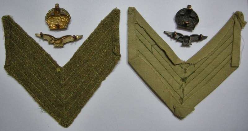 Air Force Flight Sergeant Rank Insignia Sets x 2 (One w/ Brass & One w/ Black Badges)