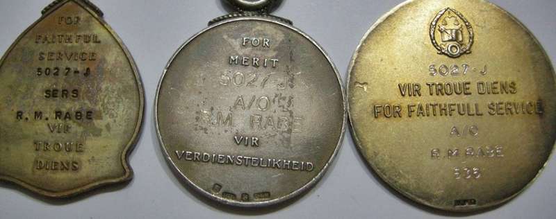 Full Size Prison Service Medal Trio Named to 5027-J A/O R. M. Rabe (SEE DESCRIPTION)