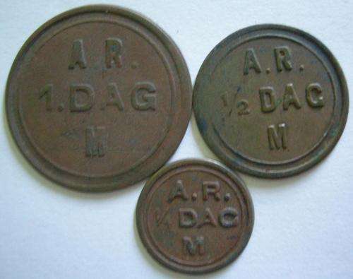 Tokens Montagu Divisional Council Brass 1 Day, 1/2 Day, 1/4 Day Labour Hern 368a, b, c