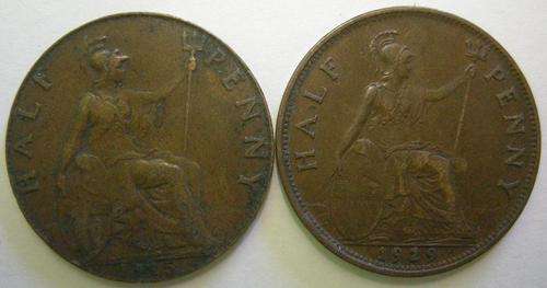 British Coins Hal Penny x 2