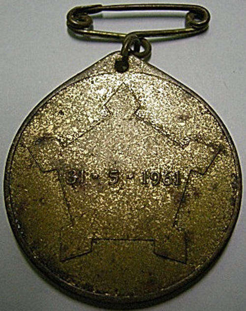 Medallion Republiek van Suid-Afrika Republic of South Africa 31 - 5 - 1961 32mm