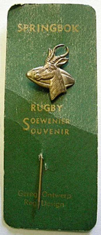 Pin Springbok Rugby Souvenir on Original Card Badge: 20 x 22mm Total Lenght: 65mm Card: 35 x 89mm