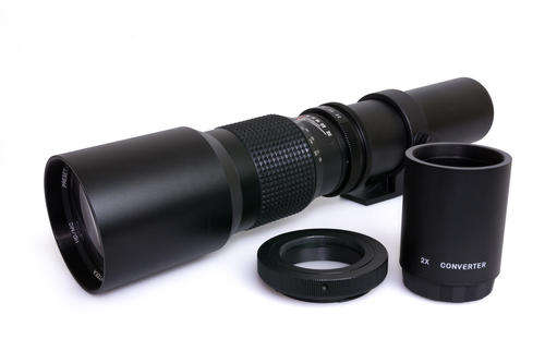 Opteka 500-1000mm Preset Telephoto High Definition lens, 2x TeleConverter, and T-mount for Nikon