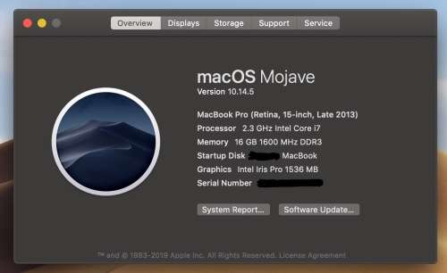 MacBook Pro 15 inch Late 2013