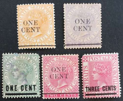 Starits Settlements QV overprint selection. Mint and used.
